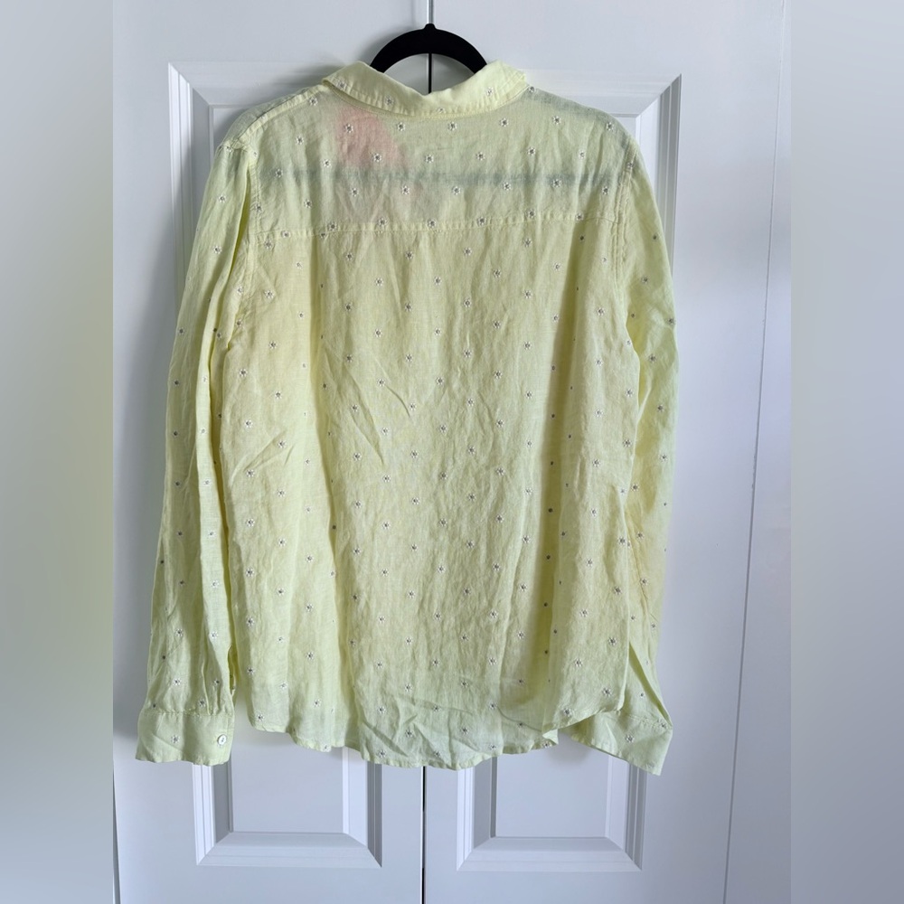 NWT Lilly Pulitzer Sea View Linen Button Down Top Finch Yellow Size XL - Picture 3 of 4